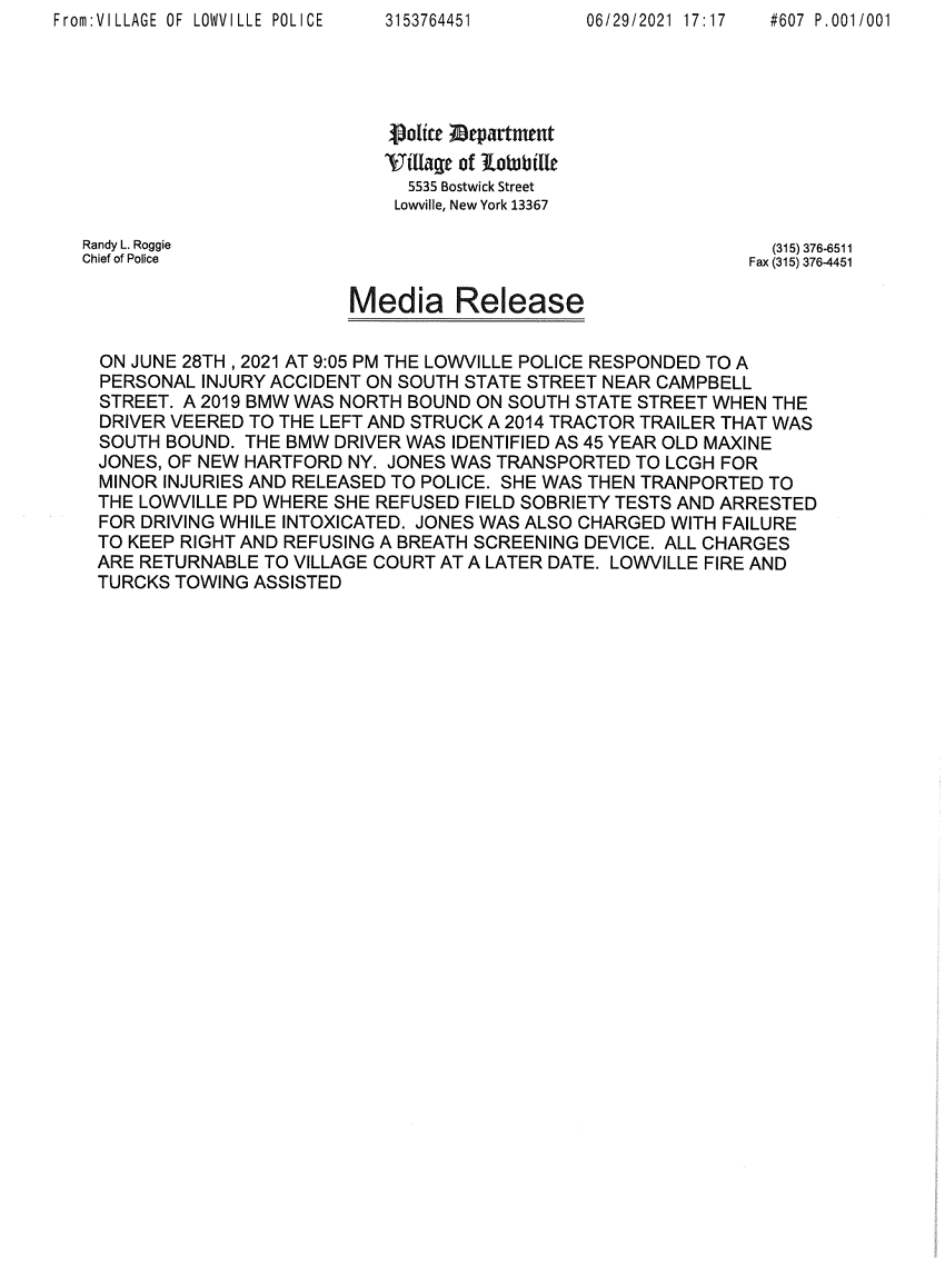 LPD: New Hartford Woman Charged with DWI Following Personal Injury ...
