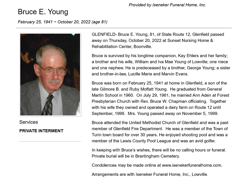 Obituary: Bruce E. Young, 81, Glenfield