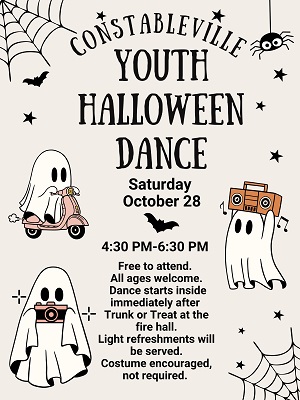 A poster for a youth halloween dance event

Description automatically generated