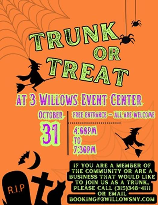 A poster for a halloween event

Description automatically generated