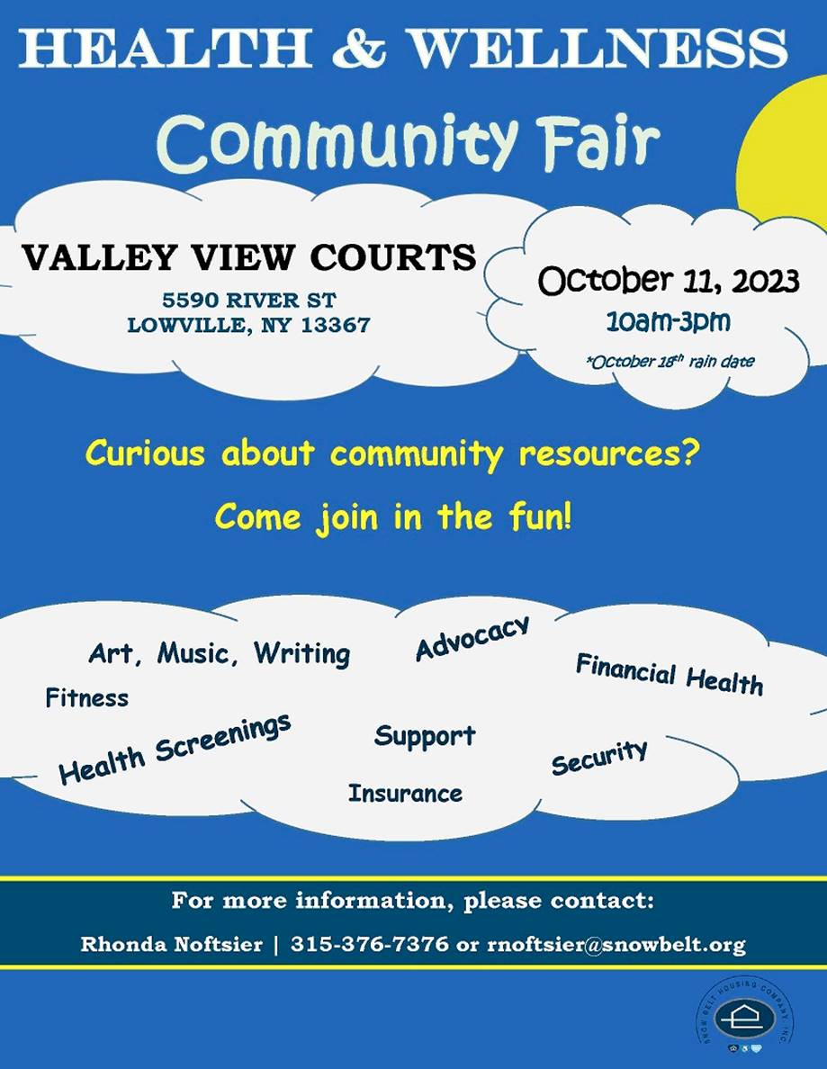 Snow Belt Housing to Host Health and Wellness Community Fair October 11 at Valley View Courts in
