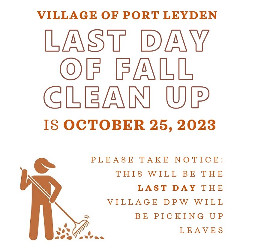 Village of Port Leyden Residents Reminded Last Day for Fall Clean Up Leaf Pick Up is October 25