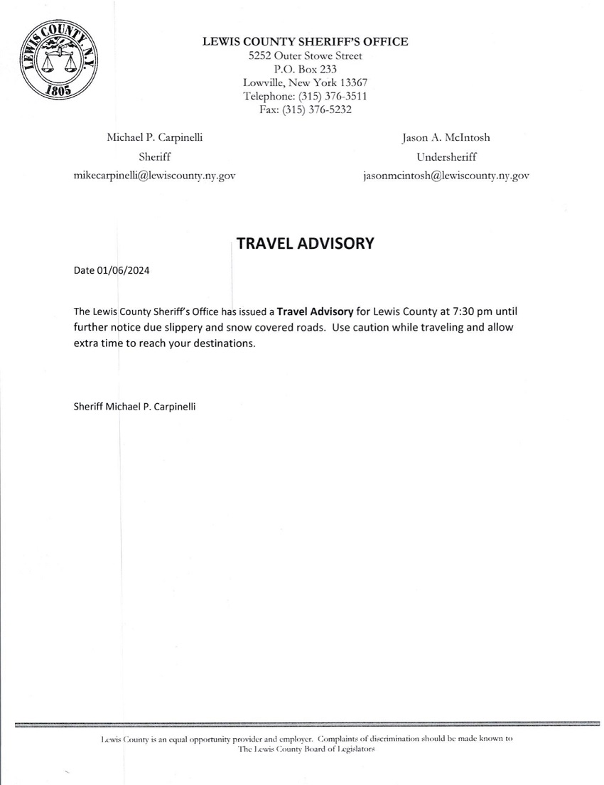 A travel advisory document with a seal
Description automatically generated