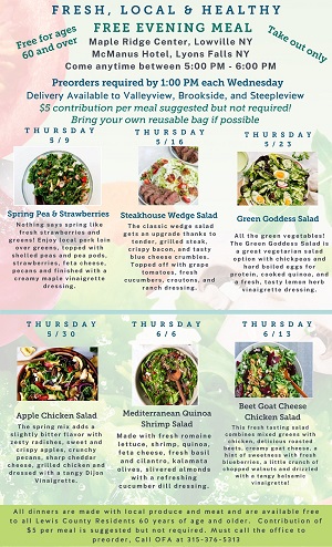 A menu of salads and salads

Description automatically generated