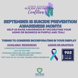 A poster for suicide prevention awareness month

Description automatically generated