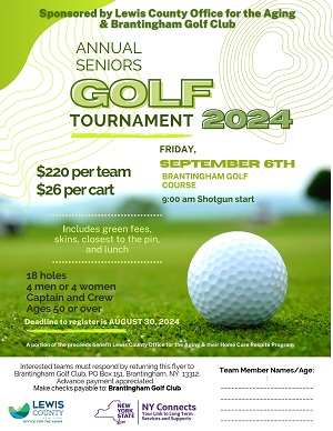 A golf tournament flyer with a golf ball on the grass

Description automatically generated