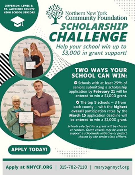 A poster for a scholarship challenge

Description automatically generated
