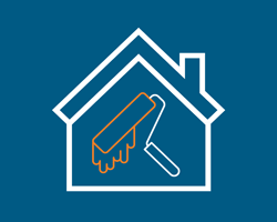 A logo of a house with paint roller

Description automatically generated