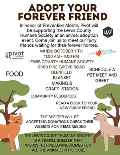 A poster for a pet adoption event

AI-generated content may be incorrect.