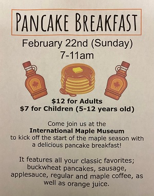 A sign with a couple of pancakes and syrups

AI-generated content may be incorrect.