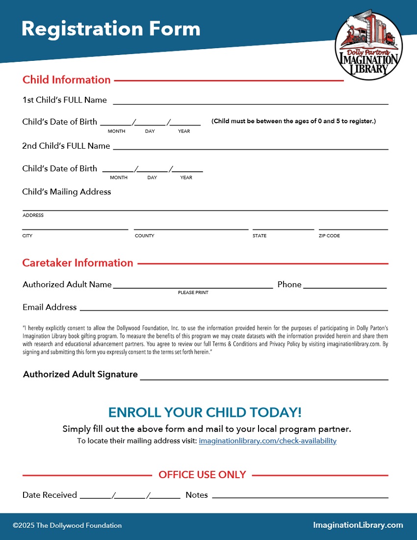 A child registration form with red and blue text

AI-generated content may be incorrect.