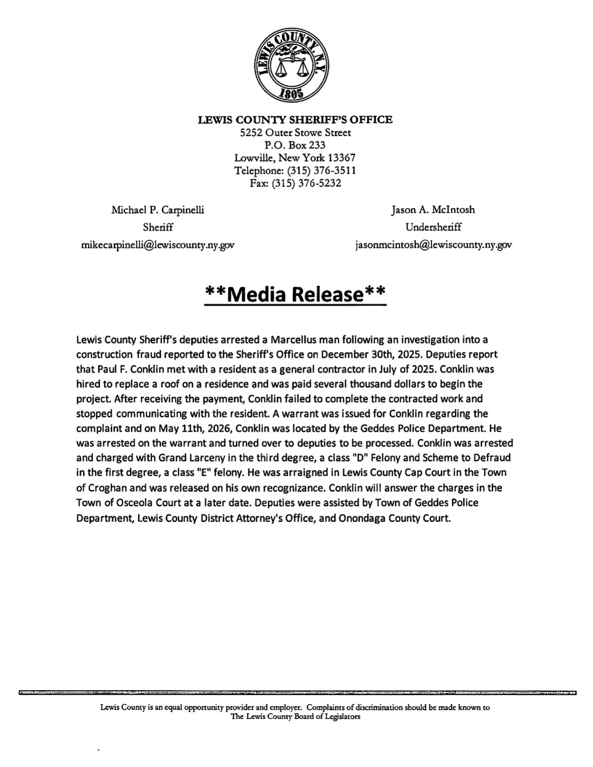 A letter of a sheriff's office

AI-generated content may be incorrect.