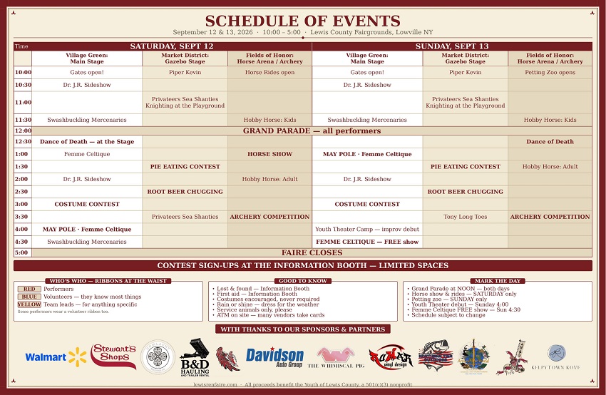 A schedule of events with logos
AI-generated content may be incorrect.