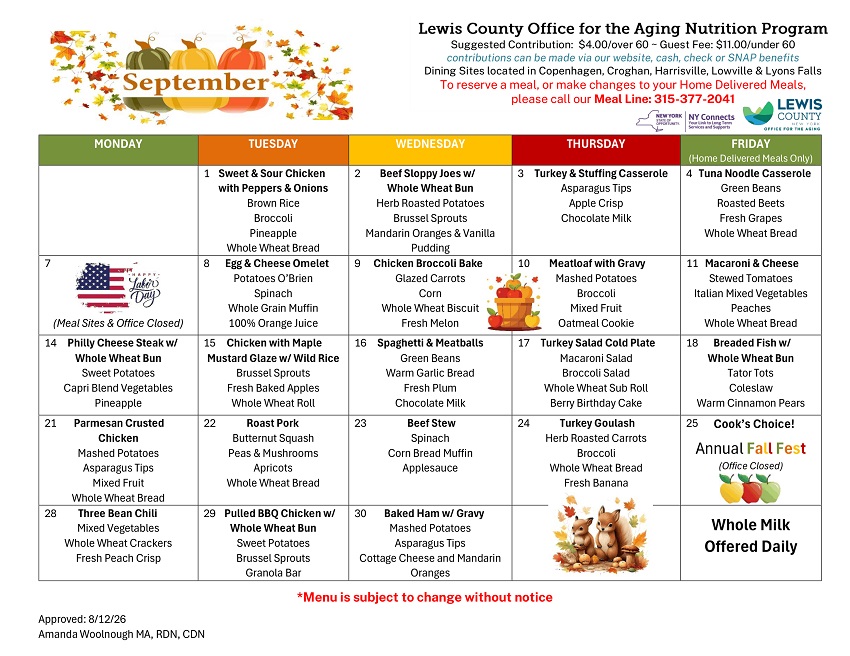 A calendar with a list of food items

AI-generated content may be incorrect.