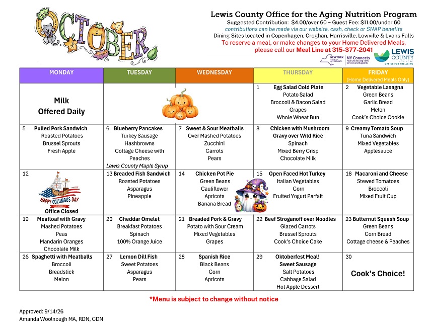 A calendar with a list of food items

AI-generated content may be incorrect.